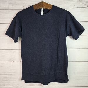 Lululemon Cut Above Tee Oversized W/Side Slits Size 4 Heathered Naval Blue 01677